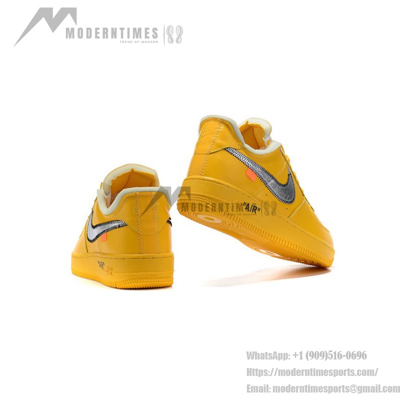 Off-White x ナイキ エア フォース 1 ロー "University Gold" - プレミアムゴールドスニーカー Off-White x ナイキ エア フォース 1 ロー "University Gold" DD1876-700 ゴールドスニーカー メタリックスウッシュ付き