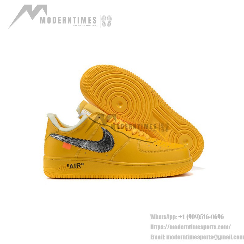 Off-White x ナイキ エア フォース 1 ロー "University Gold" - プレミアムゴールドスニーカー Off-White x ナイキ エア フォース 1 ロー "University Gold" DD1876-700 ゴールドスニーカー メタリックスウッシュ付き