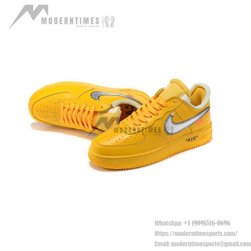 Off-White x ナイキ エア フォース 1 ロー "University Gold" - プレミアムゴールドスニーカー Off-White x ナイキ エア フォース 1 ロー "University Gold" DD1876-700 ゴールドスニーカー メタリックスウッシュ付き