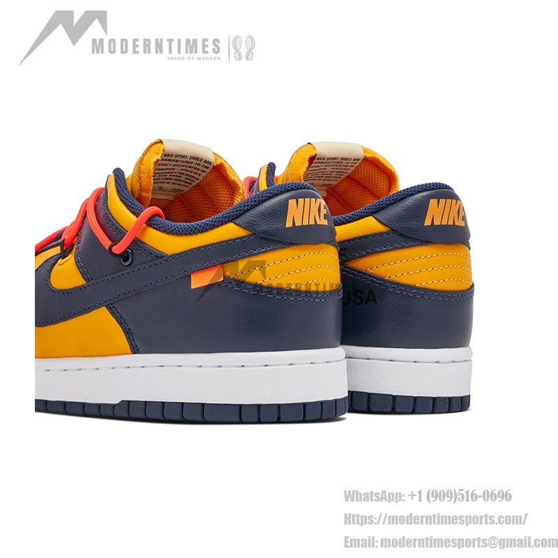 Off-White x Nike Dunk Low 'University Gold' - ダブルシューレース コラボスニーカー Off-White x Nike Dunk Low 'University Gold' CT0856-700 - ゴールドとネイビーのコラボスニーカー