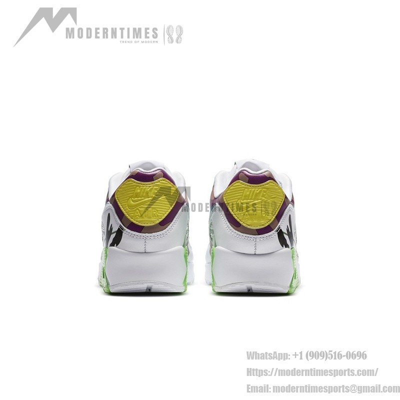 Ruohan Wang x Nike Air Max 90 Flyleather - 芸術的&エコフレンドリー Ruohan Wang x Nike Air Max 90 Flyleather CZ3992-900、カラフルな抽象的パターンとグリーンのアクセントが特徴