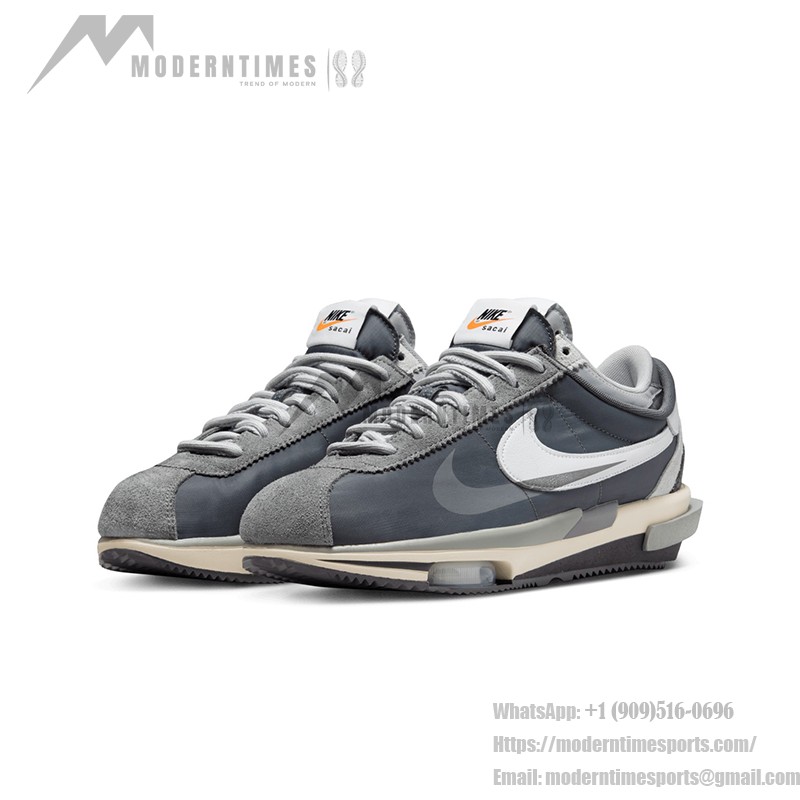 Sacai x Nike Cortez 4.0 Iron Grey - Zoom Air搭載のユニークなグレースニーカー Sacai x Nike Cortez 4.0 Iron Grey DQ0581-001 - レイヤードデザインとZoom Air搭載のモダングレーのスニーカー
