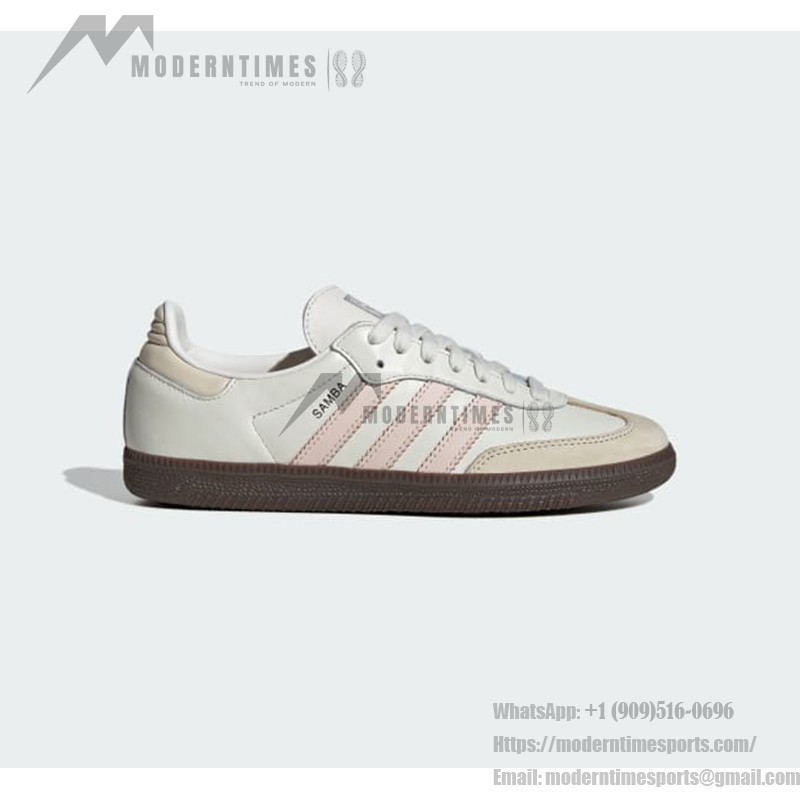 Adidas Samba OG IH2751 - Classic White Sneakers with Pink Stripes Adidas Samba OG IH2751 White Retro Sneakers with Soft Pink Stripes
