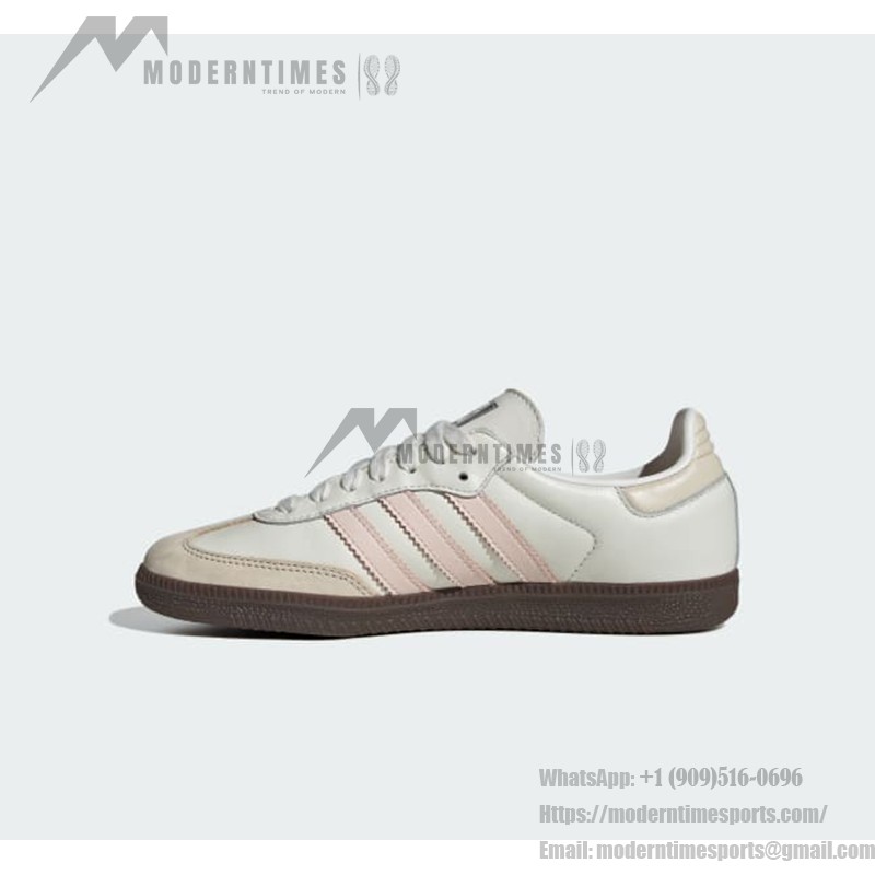 Adidas Samba OG IH2751 - Classic White Sneakers with Pink Stripes Adidas Samba OG IH2751 White Retro Sneakers with Soft Pink Stripes