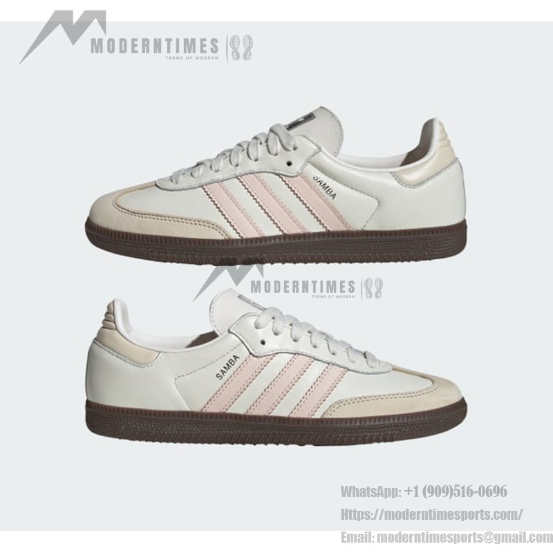 Adidas Samba OG IH2751 - Classic White Sneakers with Pink Stripes Adidas Samba OG IH2751 White Retro Sneakers with Soft Pink Stripes