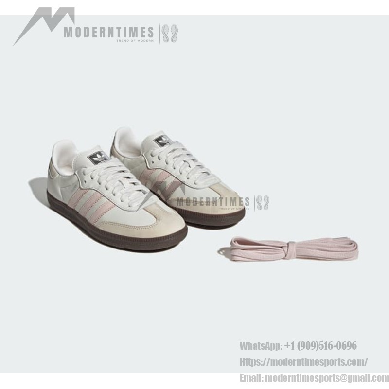 Adidas Samba OG IH2751 - Classic White Sneakers with Pink Stripes Adidas Samba OG IH2751 White Retro Sneakers with Soft Pink Stripes