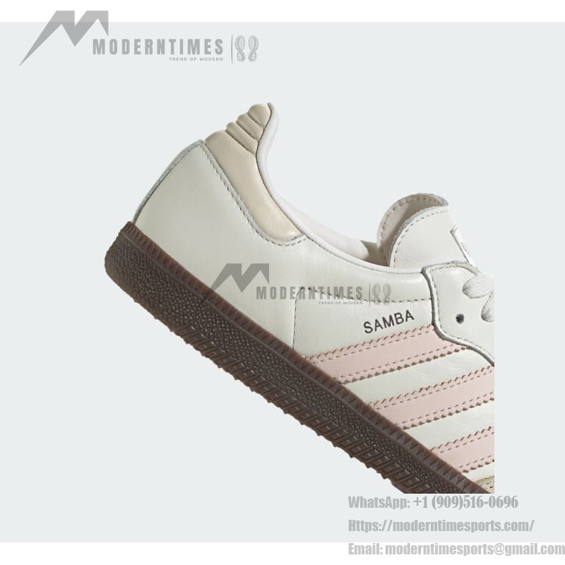 Adidas Samba OG IH2751 - Classic White Sneakers with Pink Stripes Adidas Samba OG IH2751 White Retro Sneakers with Soft Pink Stripes