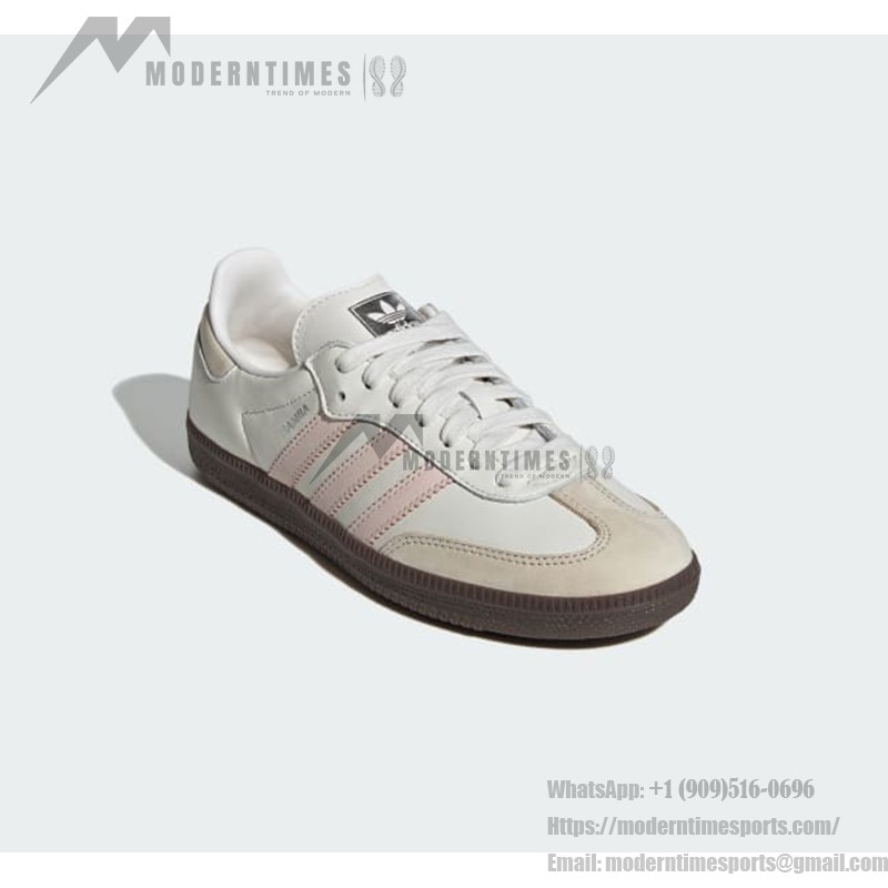 Adidas Samba OG IH2751 - Classic White Sneakers with Pink Stripes Adidas Samba OG IH2751 White Retro Sneakers with Soft Pink Stripes