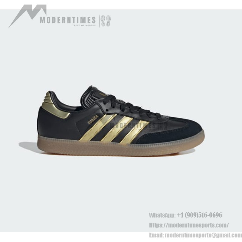 Adidas Samba OG IH8159 - Black & Gold Messi-Inspired Sneakers Adidas Samba OG IH8159 black and gold sneakers with gum sole, Messi-inspired