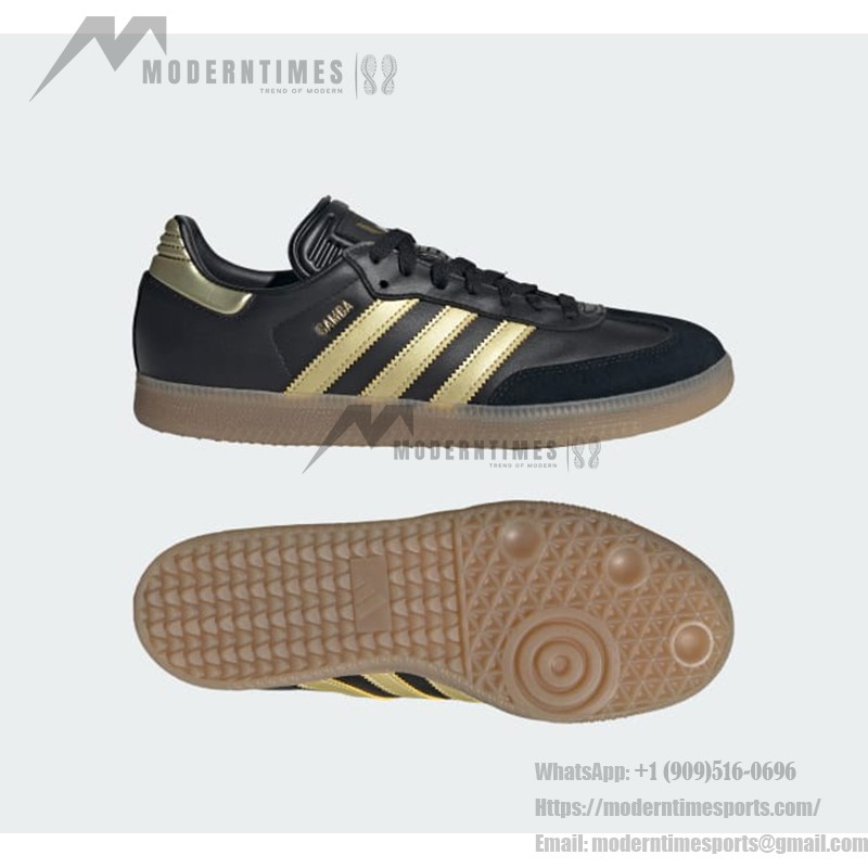 Adidas Samba OG IH8159 - Black & Gold Messi-Inspired Sneakers Adidas Samba OG IH8159 black and gold sneakers with gum sole, Messi-inspired