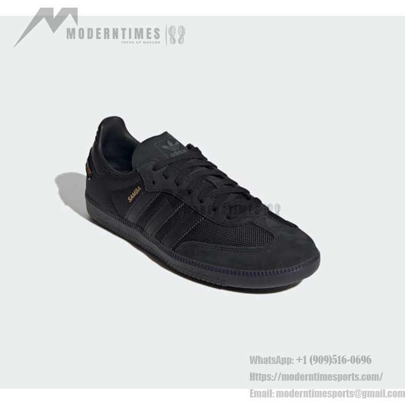 Adidas Samba OG JI4647 - Elegance in Every Step Adidas Samba OG JI4647 black suede sneakers with gold detailing