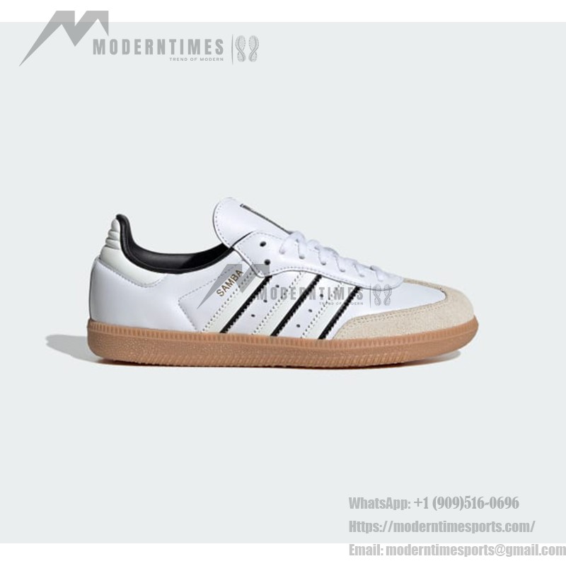 Adidas Samba OG IH5585 - Kids' Classic Sneakers in White and Black Adidas Samba OG IH5585 kids' white leather sneakers with black stripes and gum sole