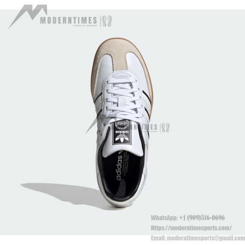 Adidas Samba OG IH5585 - Kids' Classic Sneakers in White and Black Adidas Samba OG IH5585 kids' white leather sneakers with black stripes and gum sole
