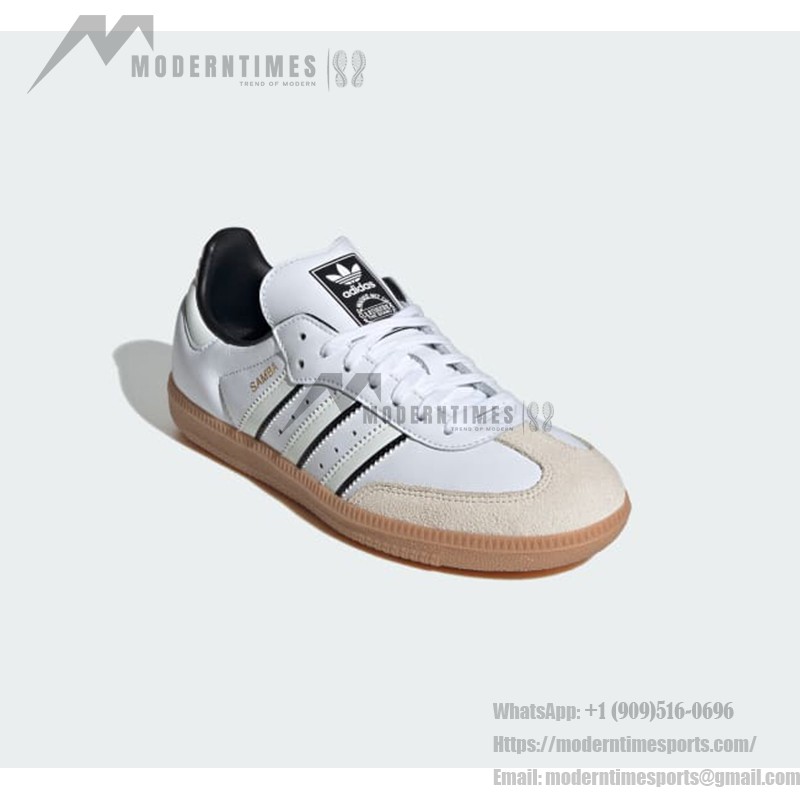 Adidas Samba OG IH5585 - Kids' Classic Sneakers in White and Black Adidas Samba OG IH5585 kids' white leather sneakers with black stripes and gum sole