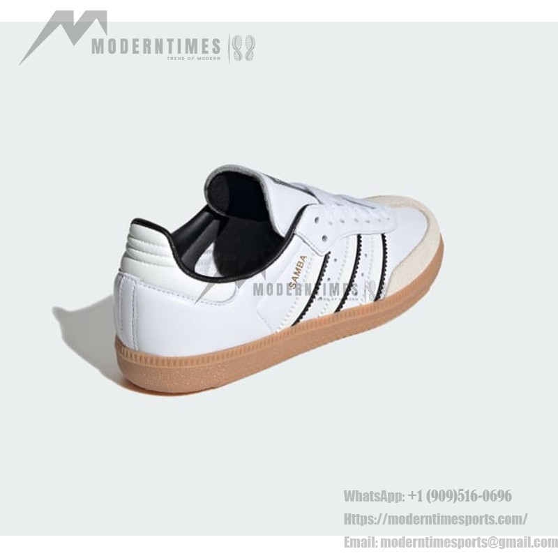 Adidas Samba OG IH5585 - Kids' Classic Sneakers in White and Black Adidas Samba OG IH5585 kids' white leather sneakers with black stripes and gum sole