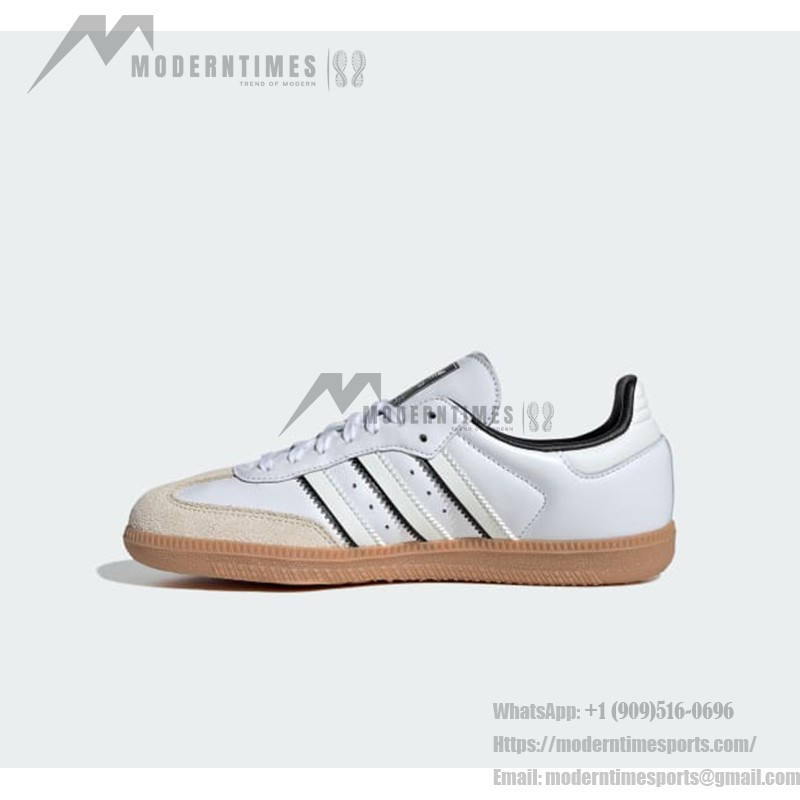 Adidas Samba OG IH5585 - Kids' Classic Sneakers in White and Black Adidas Samba OG IH5585 kids' white leather sneakers with black stripes and gum sole