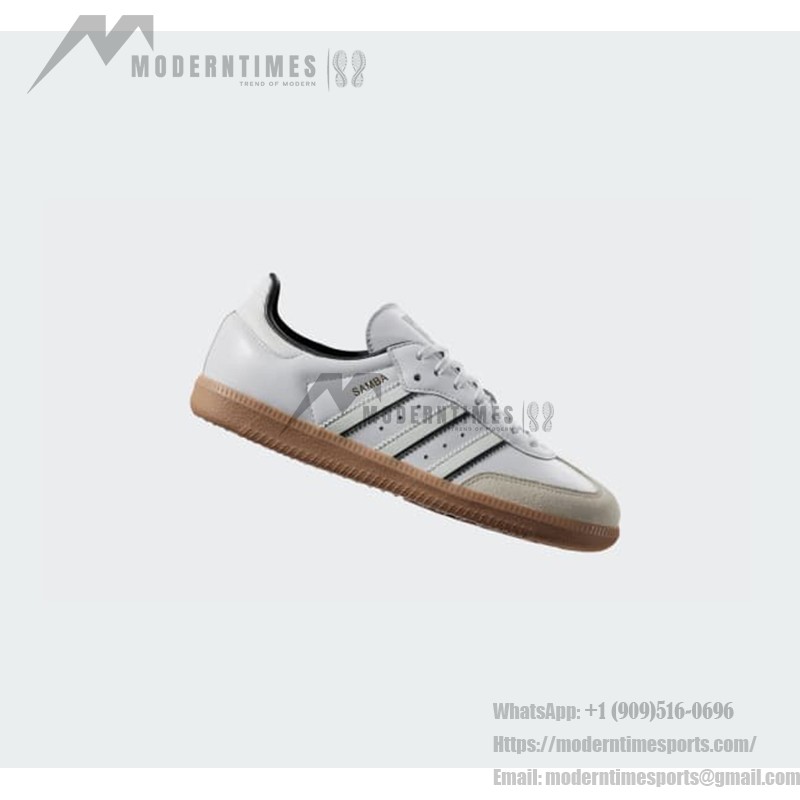 Adidas Samba OG IH5585 - Kids' Classic Sneakers in White and Black Adidas Samba OG IH5585 kids' white leather sneakers with black stripes and gum sole