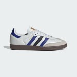 Adidas Samba OG ID1381 - クラシックなストリートウェアスニーカー Adidas Samba OG ID1381 - 青と黒のストライプが入った白レザースニーカー