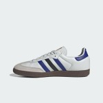 Adidas Samba OG ID1381 - クラシックなストリートウェアスニーカー Adidas Samba OG ID1381 - 青と黒のストライプが入った白レザースニーカー