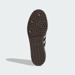Adidas Samba OG Shoes IF4398 - Black Stripes and Floral Embroidery on White Leather Adidas Samba OG Shoes IF4398 - White Leather Sneakers with Black Stripes and Floral Embroidery