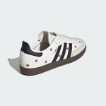 Adidas Samba OG Shoes IF4398 - Black Stripes and Floral Embroidery on White Leather Adidas Samba OG Shoes IF4398 - White Leather Sneakers with Black Stripes and Floral Embroidery