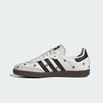 Adidas Samba OG Shoes IF4398 - Black Stripes and Floral Embroidery on White Leather Adidas Samba OG Shoes IF4398 - White Leather Sneakers with Black Stripes and Floral Embroidery