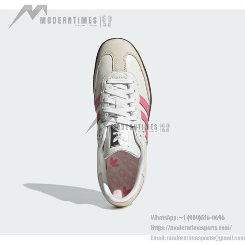 Adidas Samba OG IG1962 - White Sneakers with Pink Stripes for Retro Style Adidas Samba OG Shoes IG1962 - White Leather Sneakers with Pink Stripes