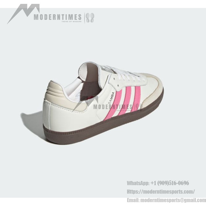 Adidas Samba OG IG1962 - White Sneakers with Pink Stripes for Retro Style Adidas Samba OG Shoes IG1962 - White Leather Sneakers with Pink Stripes