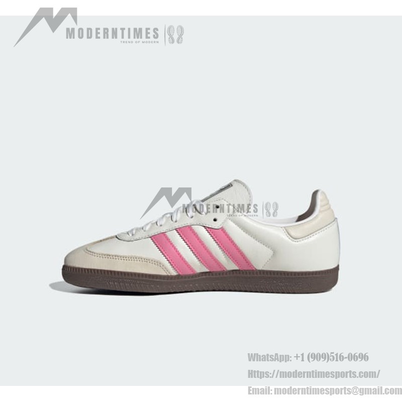 Adidas Samba OG IG1962 - White Sneakers with Pink Stripes for Retro Style Adidas Samba OG Shoes IG1962 - White Leather Sneakers with Pink Stripes
