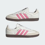 Adidas Samba OG IG1962 - White Sneakers with Pink Stripes for Retro Style Adidas Samba OG Shoes IG1962 - White Leather Sneakers with Pink Stripes