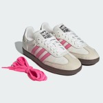 Adidas Samba OG IG1962 - White Sneakers with Pink Stripes for Retro Style Adidas Samba OG Shoes IG1962 - White Leather Sneakers with Pink Stripes