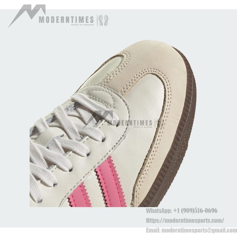 Adidas Samba OG IG1962 - White Sneakers with Pink Stripes for Retro Style Adidas Samba OG Shoes IG1962 - White Leather Sneakers with Pink Stripes