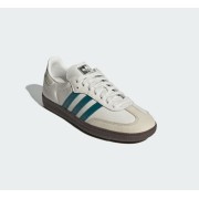 アディダス サンバ OG IG1963 - ガムソール付きティールグリーンストライプのホワイトレザースニーカー、タイムレスなストリートスタイルに
