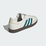 アディダス サンバ OG IG1963 - ホワイト&ティールグリーンスニーカー アディダス サンバ OG IG1963 ホワイトレザースニーカー、ティールグリーンのストライプとガムソール付き