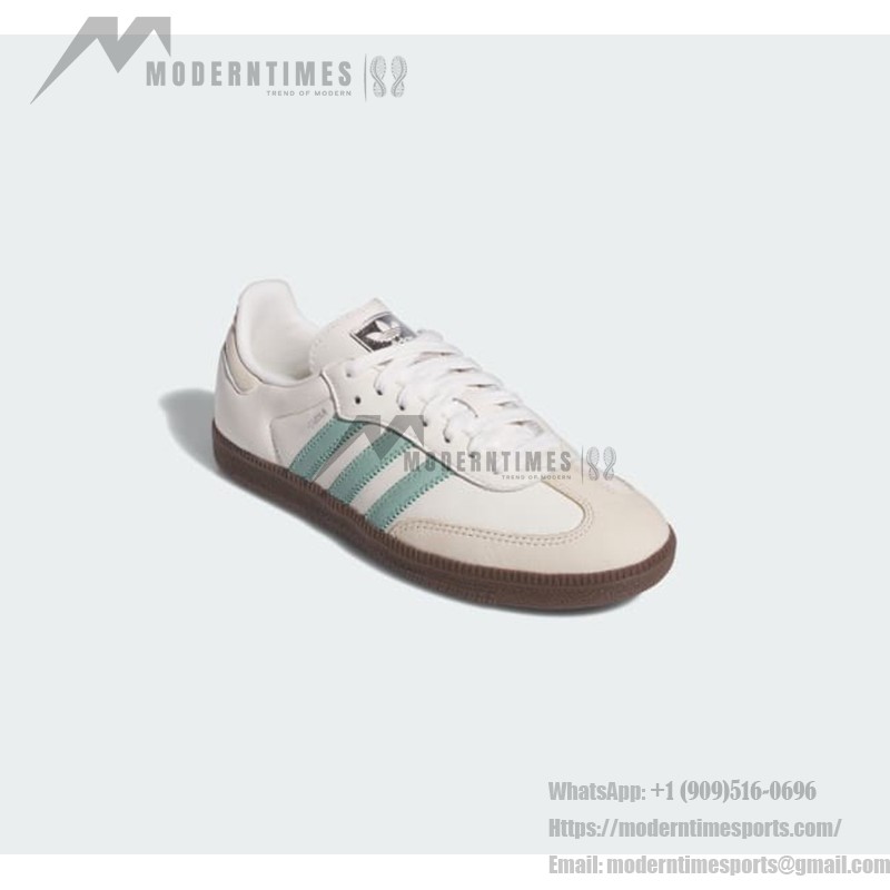 Adidas Samba OG IH2752 - White Sneakers with Mint Green Stripes Adidas Samba OG IH2752 white leather sneakers with mint green stripes and gum sole