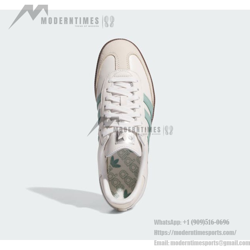 Adidas Samba OG IH2752 - White Sneakers with Mint Green Stripes Adidas Samba OG IH2752 white leather sneakers with mint green stripes and gum sole