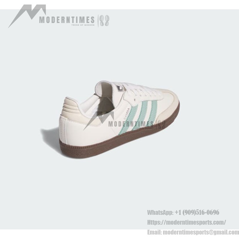 Adidas Samba OG IH2752 - White Sneakers with Mint Green Stripes Adidas Samba OG IH2752 white leather sneakers with mint green stripes and gum sole