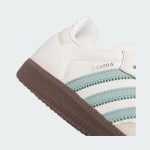 Adidas Samba OG IH2752 - White Sneakers with Mint Green Stripes Adidas Samba OG IH2752 white leather sneakers with mint green stripes and gum sole