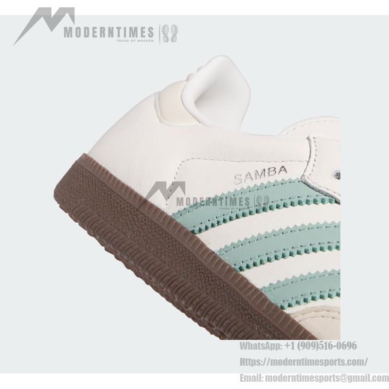 Adidas Samba OG IH2752 - White Sneakers with Mint Green Stripes Adidas Samba OG IH2752 white leather sneakers with mint green stripes and gum sole