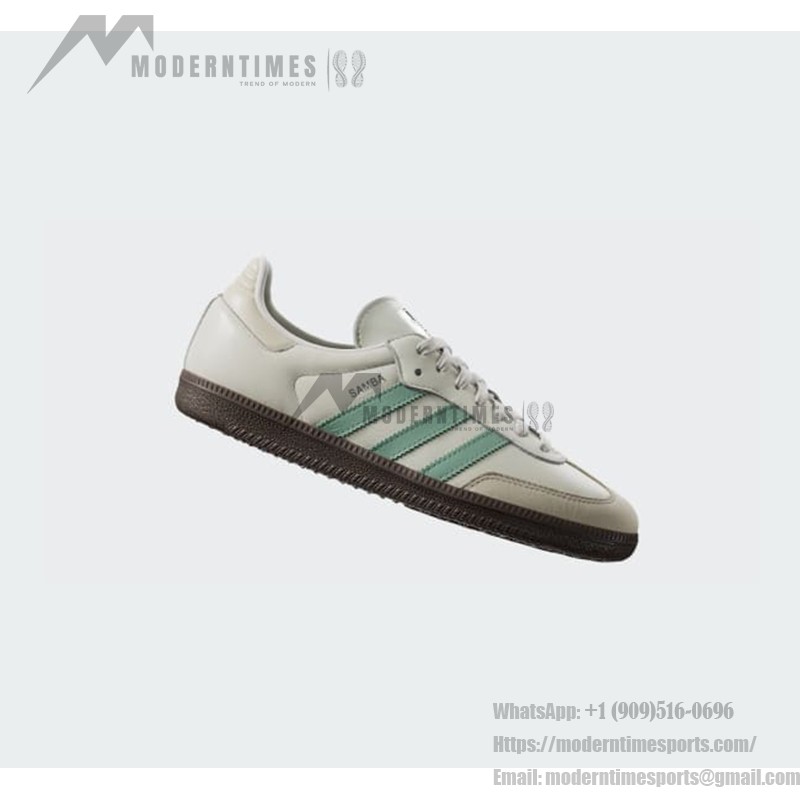 Adidas Samba OG IH2752 - White Sneakers with Mint Green Stripes Adidas Samba OG IH2752 white leather sneakers with mint green stripes and gum sole