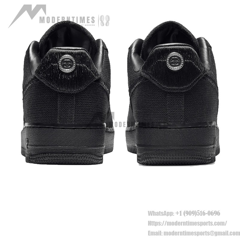 Stüssy x Nike Air Force 1 Low 'Black' - ミニマルなキャンバス コラボスニーカー Stüssy x Nike Air Force 1 Low 'Black' CZ9084-001 - オールブラック キャンバス ストリートウェアスニーカー
