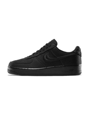 Stüssy x Nike Air Force 1 Low 'Black' CZ9084-001 - All-Black Canvas Streetwear Collaboration Sneakers