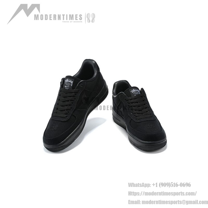 Stüssy x ナイキ エア フォース 1 ロー "Black Hemp" - プレミアムブラックスニーカー Stüssy x ナイキ エア フォース 1 ロー "Black Hemp" CZ9084-001 ブラックヘンプ素材と刺繍ディテールのスニーカー
