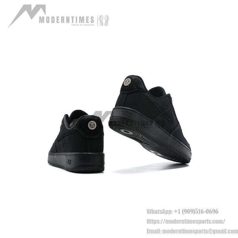 Stüssy x ナイキ エア フォース 1 ロー "Black Hemp" - プレミアムブラックスニーカー Stüssy x ナイキ エア フォース 1 ロー "Black Hemp" CZ9084-001 ブラックヘンプ素材と刺繍ディテールのスニーカー