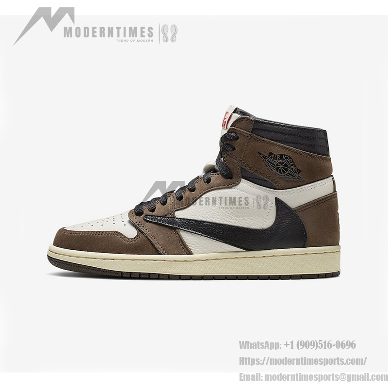 Travis Scott x Air Jordan 1 High OG NRG CD4487-100 Limited Edition Travis Scott x Air Jordan 1 High OG NRG CD4487-100 Reverse Swoosh Brown Limited Edition Sneaker