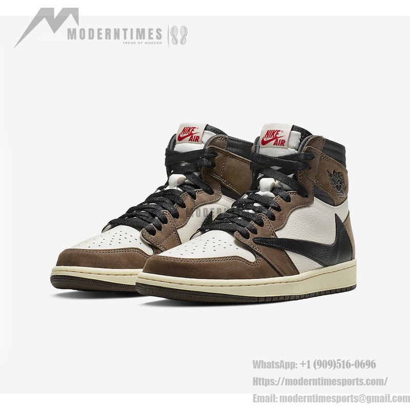 Travis Scott x Air Jordan 1 High OG NRG CD4487-100 Limited Edition Travis Scott x Air Jordan 1 High OG NRG CD4487-100 Reverse Swoosh Brown Limited Edition Sneaker
