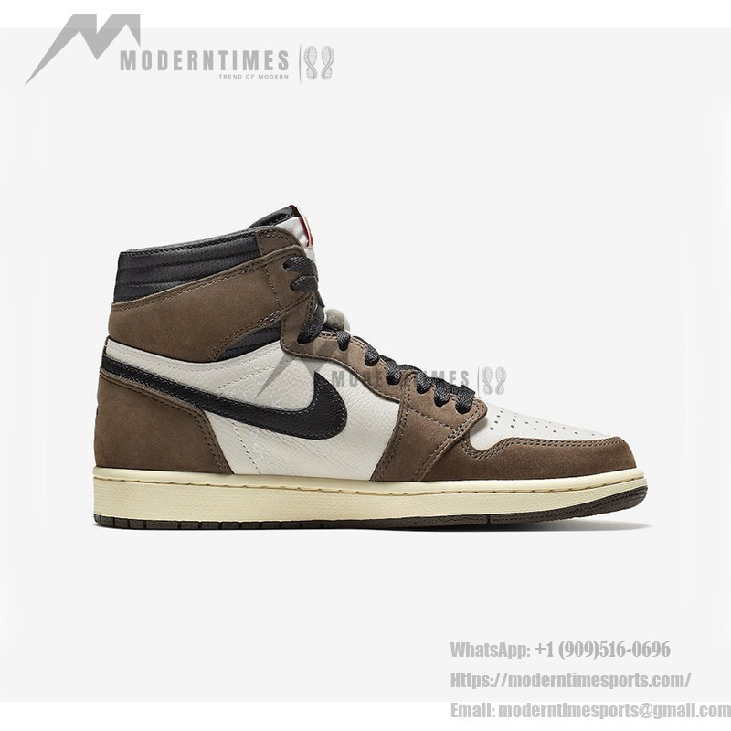 Travis Scott x Air Jordan 1 High OG NRG CD4487-100 Limited Edition Travis Scott x Air Jordan 1 High OG NRG CD4487-100 Reverse Swoosh Brown Limited Edition Sneaker