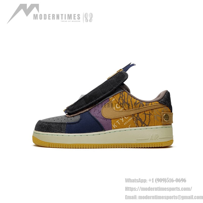 Travis Scott x Nike Air Force 1 Low 'Cactus Jack' - ワークウェア風パッチワークスニーカー Travis Scott x Nike Air Force 1 Low 'Cactus Jack' CN2405-900 - ジッパー付きパッチワークコラボスニーカー