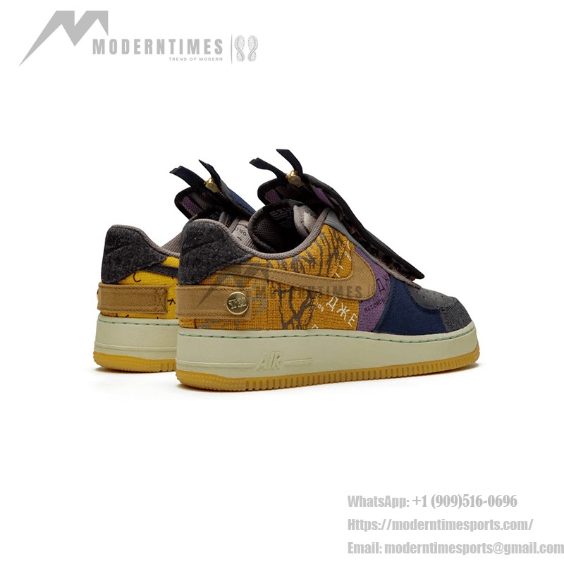 Travis Scott x Nike Air Force 1 Low 'Cactus Jack' - ワークウェア風パッチワークスニーカー Travis Scott x Nike Air Force 1 Low 'Cactus Jack' CN2405-900 - ジッパー付きパッチワークコラボスニーカー