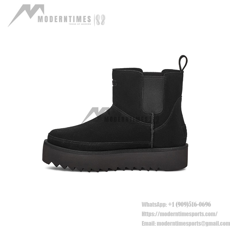 UGG Chelsea Platform Mini Black 1158051 - Stylish Suede Platform Boots UGG Chelsea Platform Mini Black 1158051 - Sleek Suede Boots with Bold Platform Sole